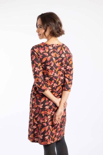 EX Weird Fish Starshine Printed Jersey Dress Leaf Brown Size 12 RRP £501