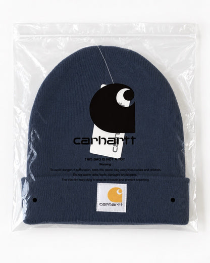 Carhartt Navy Beanie Hat Brown Acrylic Rib Knit Workwear Watch Cap Unisex2