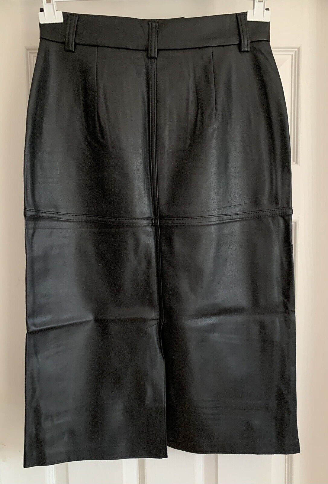 EX M*S Black Unlined Faux Leather A-Line Skirt Sizes 8 10 12 14 16 18 20 RRP £35