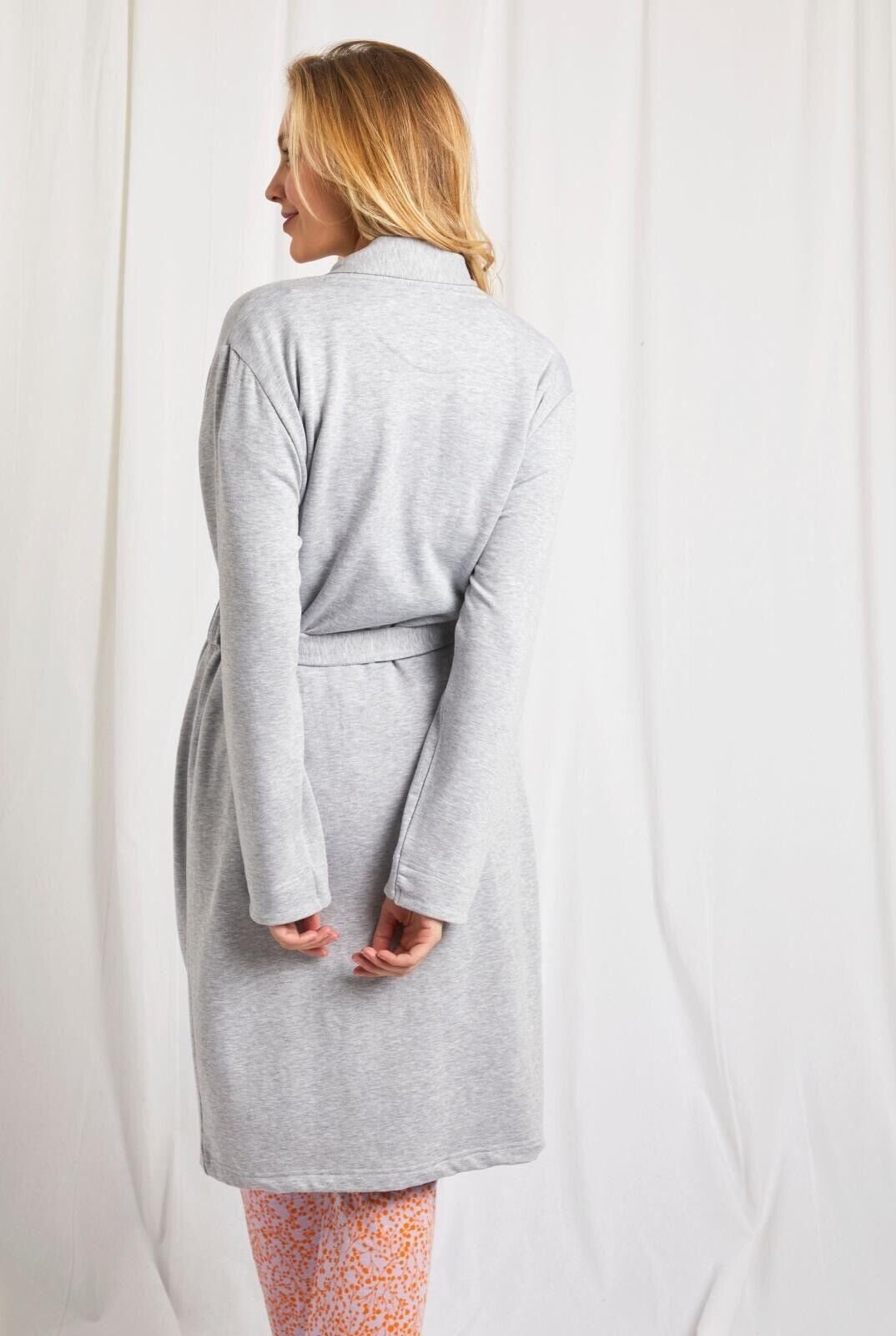 EX Weird Fish Clare Belted Dressing Gown Pearl Grey Pockets in Sizes 8 - 18