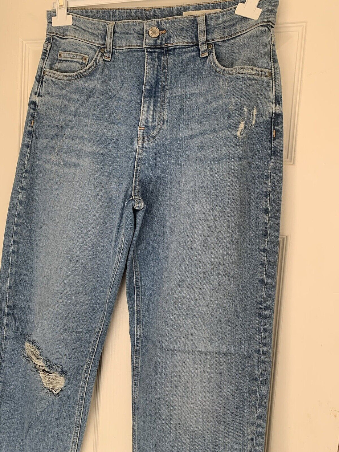 EX M*S Medium Indigo Boyfriend High Waist Ripped Relaxed Jeans 12-24 RRP £39.50