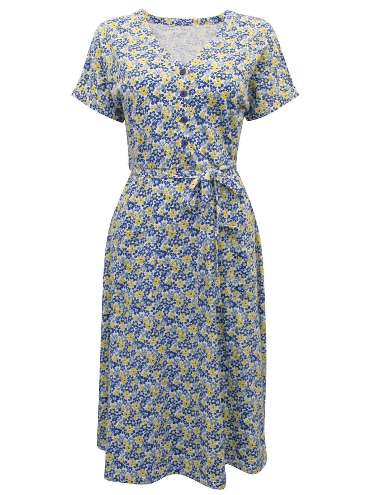 EX Seasalt Blue Belted Coastwatch Flared Cotton Dress 8, 10, 12, 14, 18, 26/28