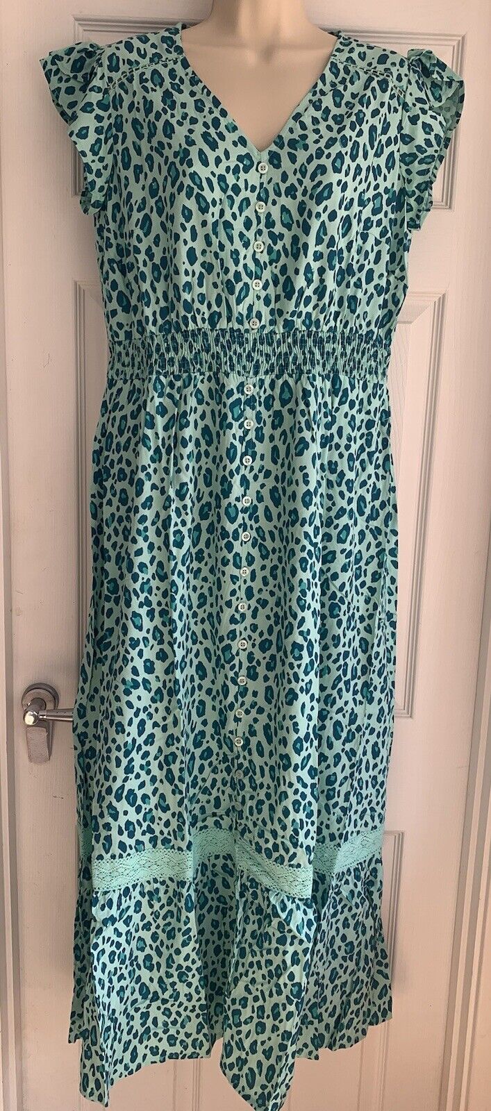 EX Joe Brown Green Leopard Print Lace Maxi Dress 14 16 18 20 22 24 26 28 30 32