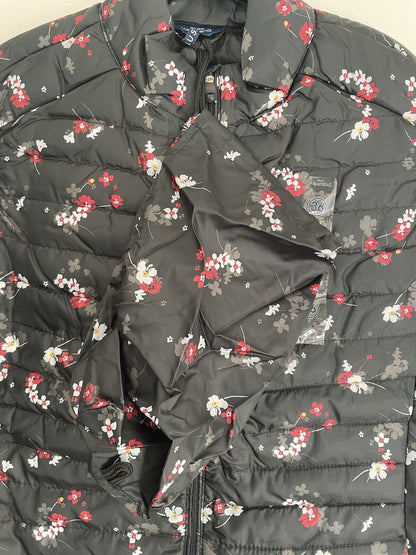 Weekend Black Floral Print Packaway Quilted Gilet Jacket 18, 20, 22, 24, 26