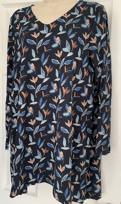 EX Seasalt Navy Vase Flower Dark Night Sea Cruise Tunic Sizes 8, 10P, 12 RRP £50