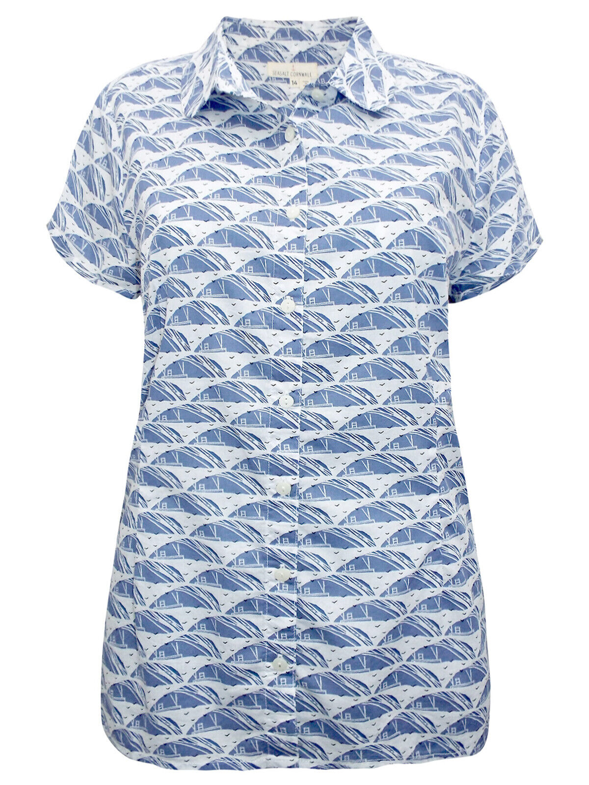 EX SEASALT Island Geo Spring Tide Rushmaker Cotton Voile Shirt Sizes 10 or 18