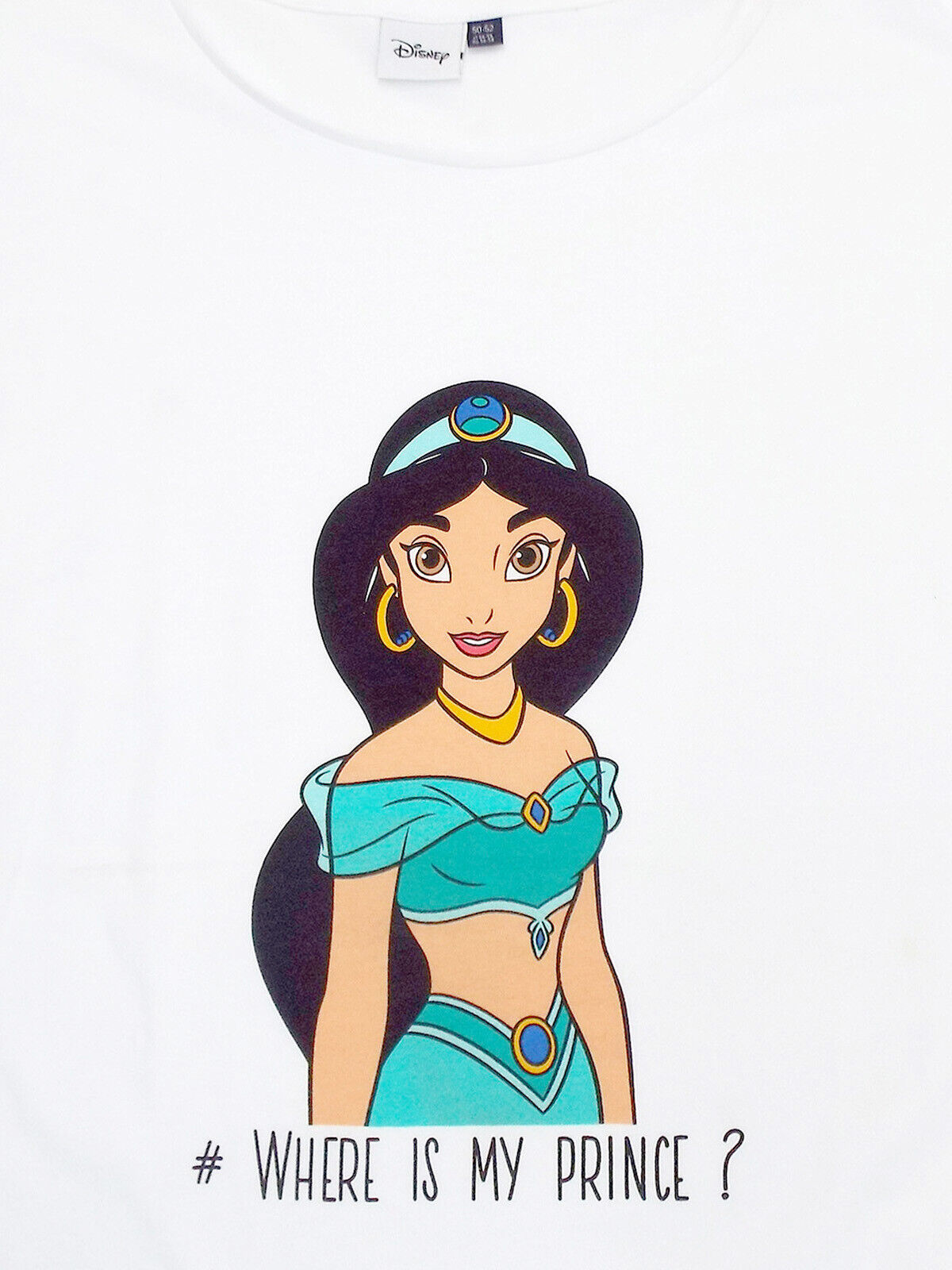 Disney White Princess Jasmine Where is My Prince Cotton T Shirt Plus Size 28 30