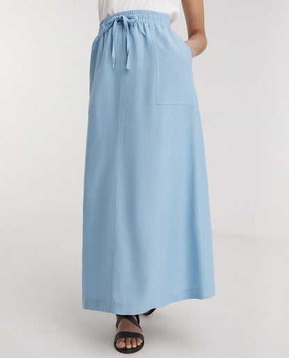 JD Williams Cornflower Blue Easy Care Linen Mix Maxi Skirt in Sizes 16-32