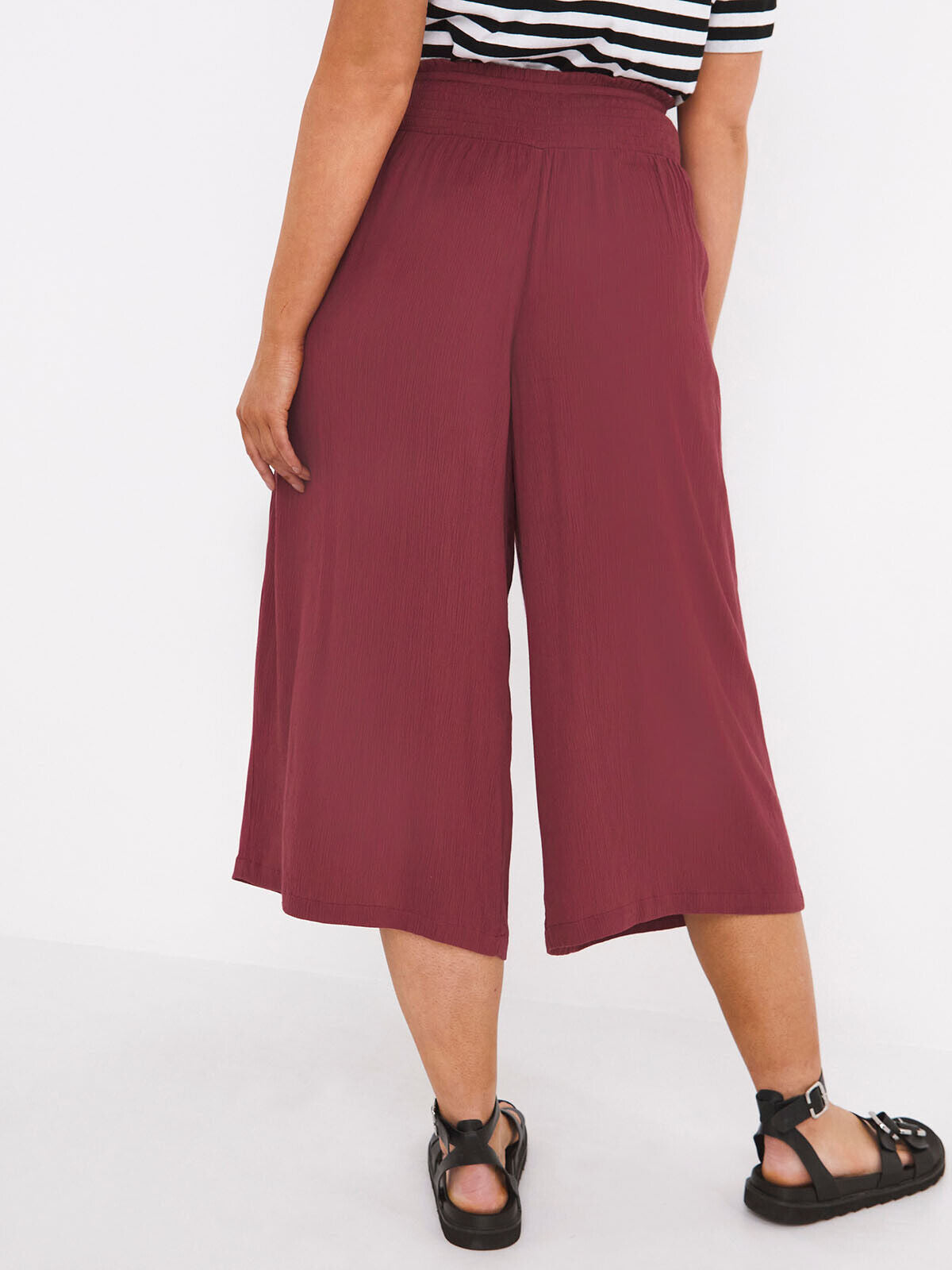 Capsule Dusty Rose Pull On Crinkle Wide Leg Culottes Sizes 16, 18, 20, 22, 24