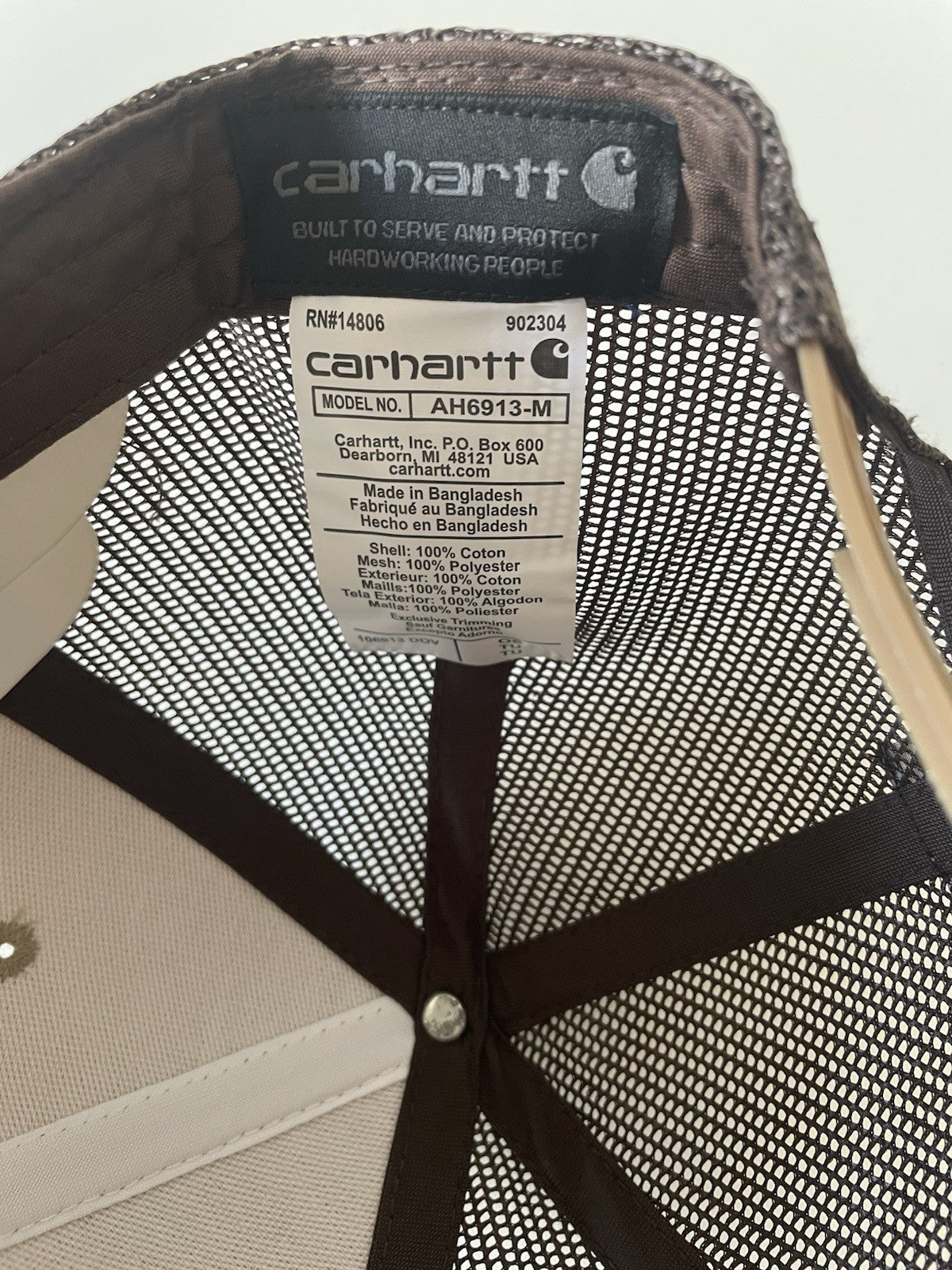 Carhartt Beige/Brown Force Cap Canvas Mesh Back Graphic Dog Logo Workwear Cap2