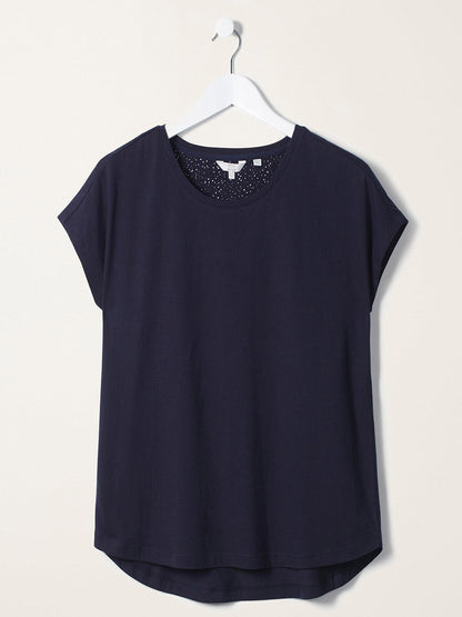 EX Fat Face Navy Ivy Cotton Modal Relaxed T-Shirt in Sizes 8 or 12 RRP £22