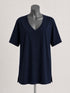 Dark Navy Cotton Modal Slouch V-Neck T-Shirt Size XL0