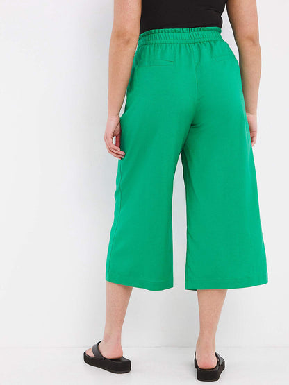 Capsule Bright Green Pull On Linen Mix Wide Leg Culottes 16 18 20 22 24 26 28