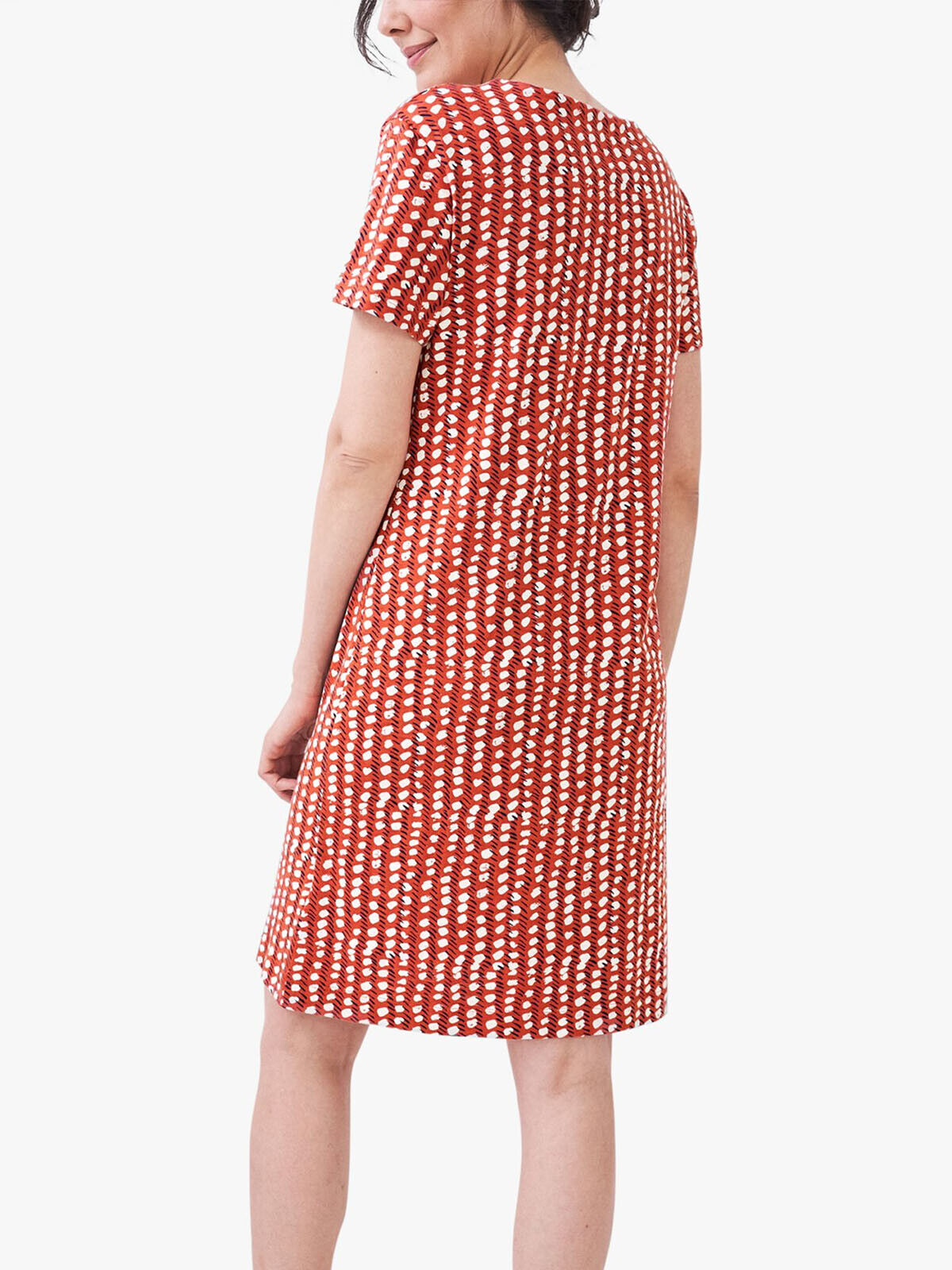 EX WHITE STUFF Coral Jenna Spot Print Jersey Dress Sizes 8 10 12 14 16 18 20 22