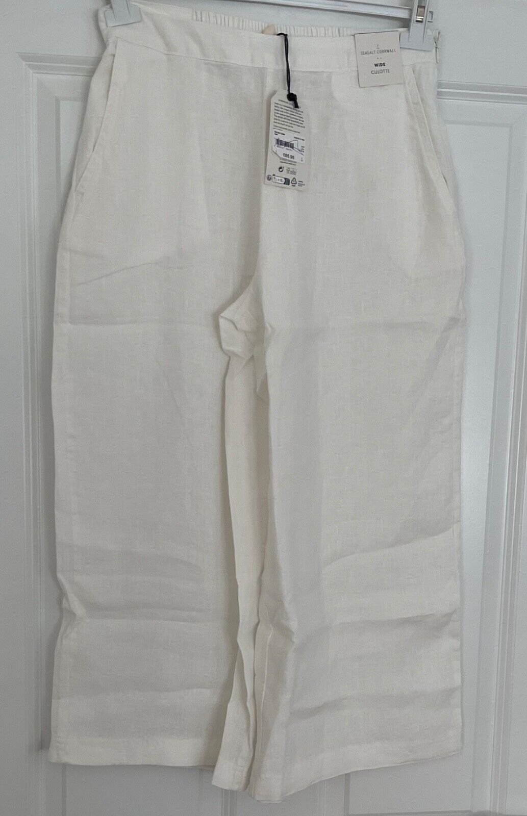 EX Seasalt White Chalk Merrivale Linen Culottes 8-20 Petite or Reg RRP £65.95