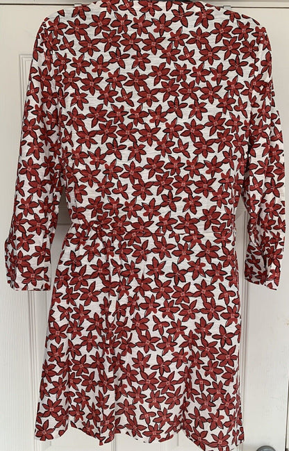 EX SEASALT Star Flower Barn Red Early Boat Organic Cotton Tunic Size 10 or 12