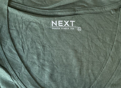Dark Green Cotton Modal Slouch V-Neck T-Shirt Size 2XL2