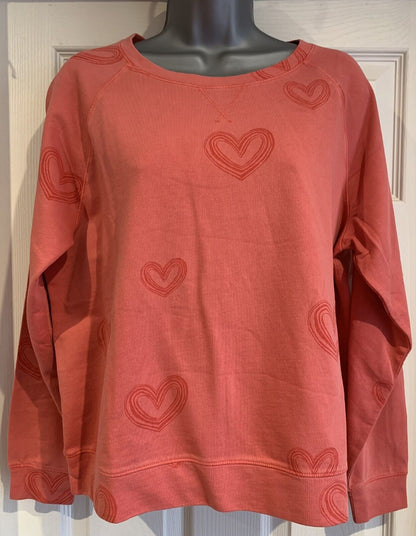 EX WHITE STUFF Red/Pink Heart Pure Cotton Sweatshirt Sizes 8-20 RRP £45