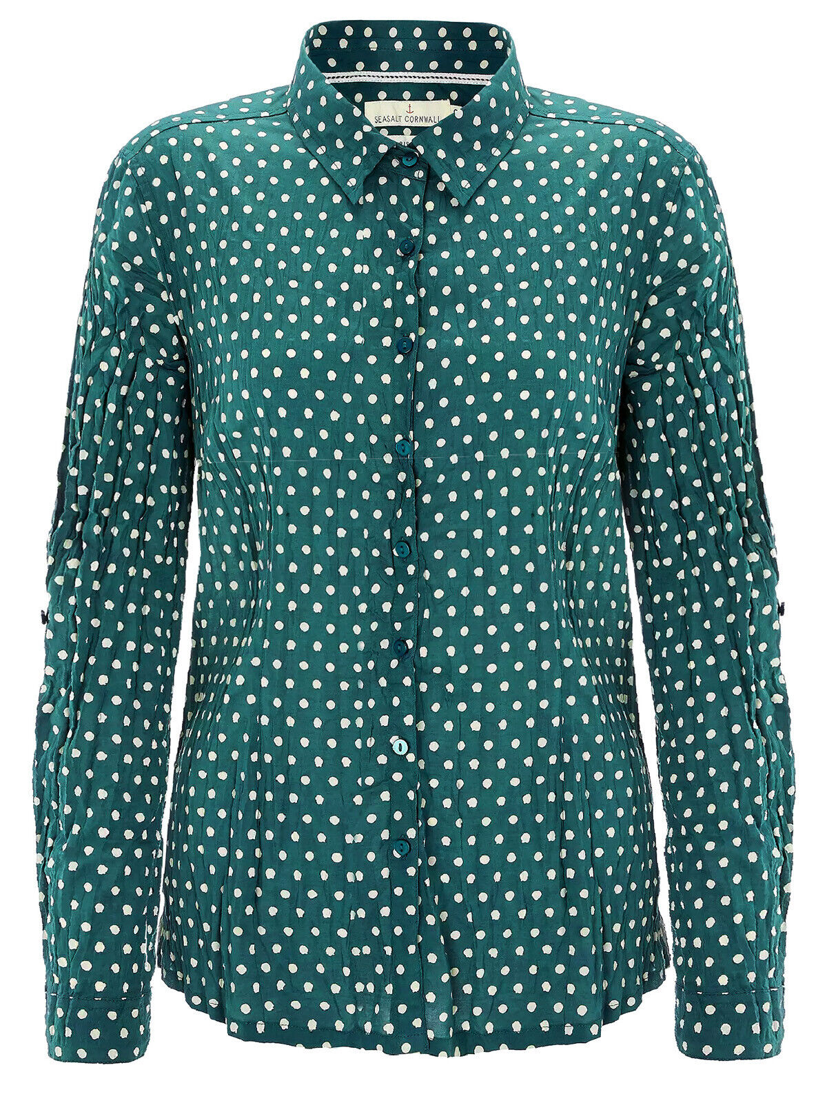 EX SEASALT Green Polka Dot Organic Cotton Larissa Shirt Sizes 8 or 10 RRP £45