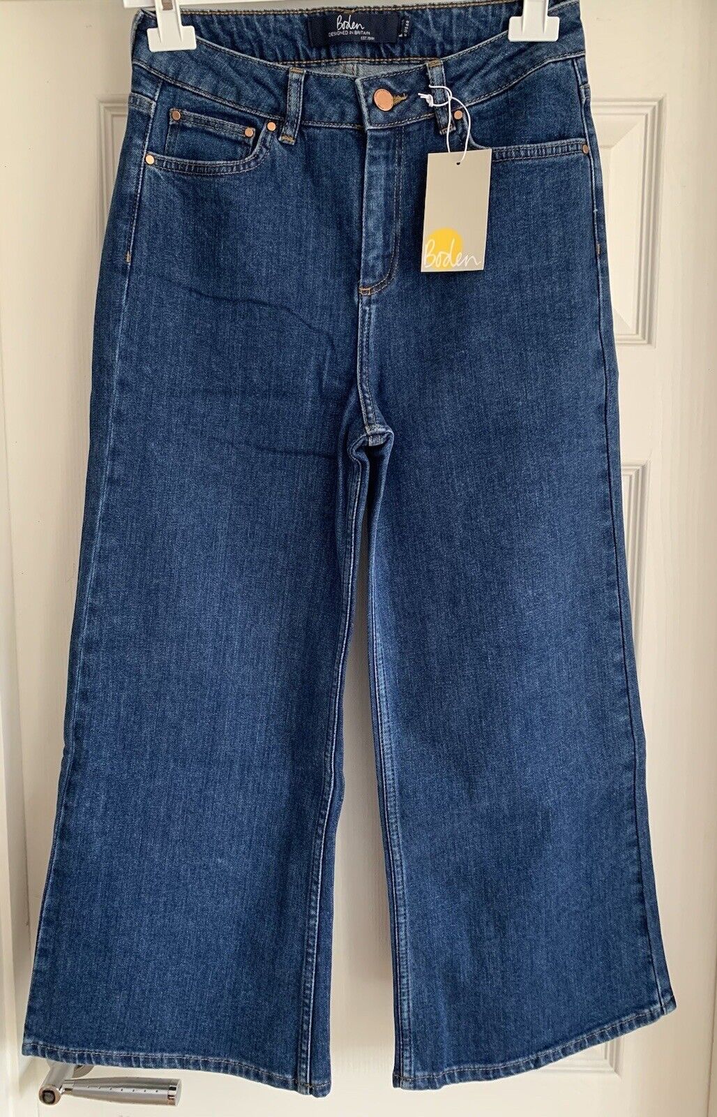 Boden Cropped Wide Leg Jeans Classic Denim Blue High Rise 8-22 Pet, Reg, Long