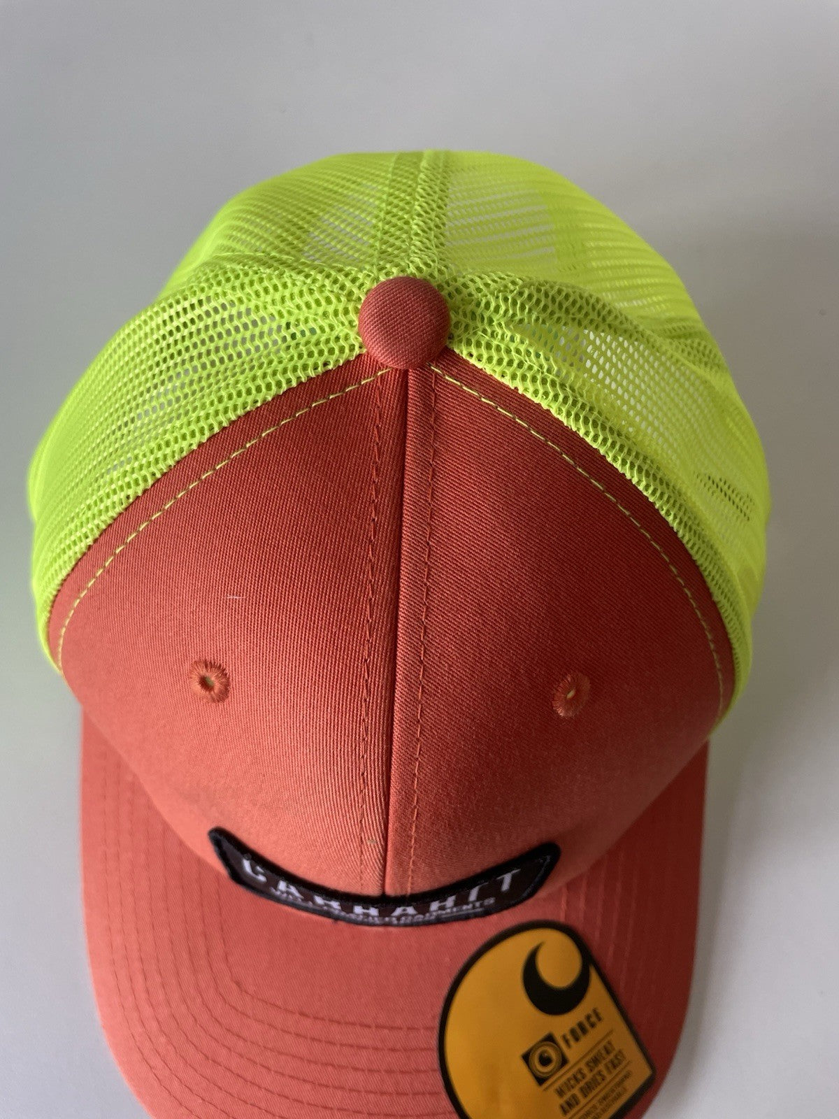 Carhartt Orange/Yellow Force Cap Canvas Mesh Back Graphic Logo Workwear Cap1