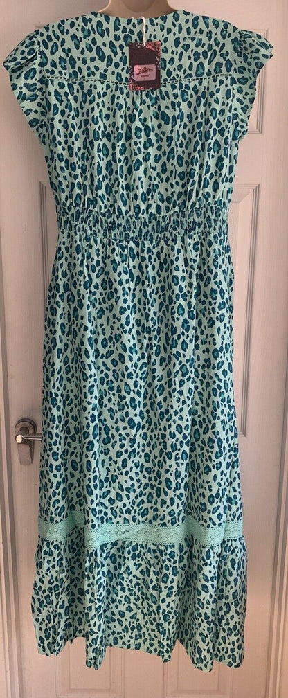 EX Joe Brown Green Leopard Print Lace Maxi Dress 14 16 18 20 22 24 26 28 30 32