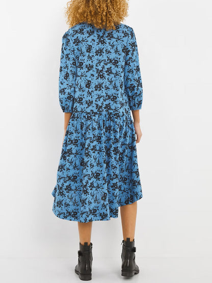 JD Williams Blue Knee Length Open Neck Smock Dress in Sizes 18, 20, 32 RRP £28