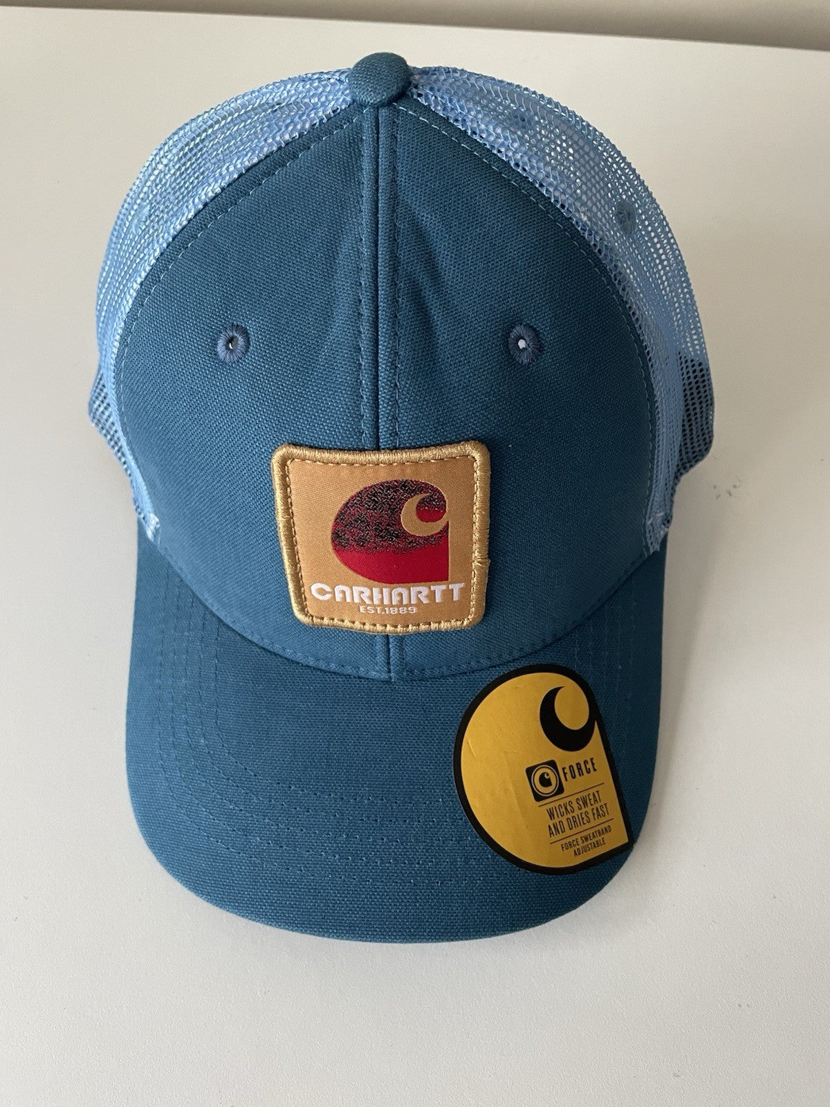 Carhartt Blue Force Canvas Mesh Back Graphic Logo Workwear Cap0