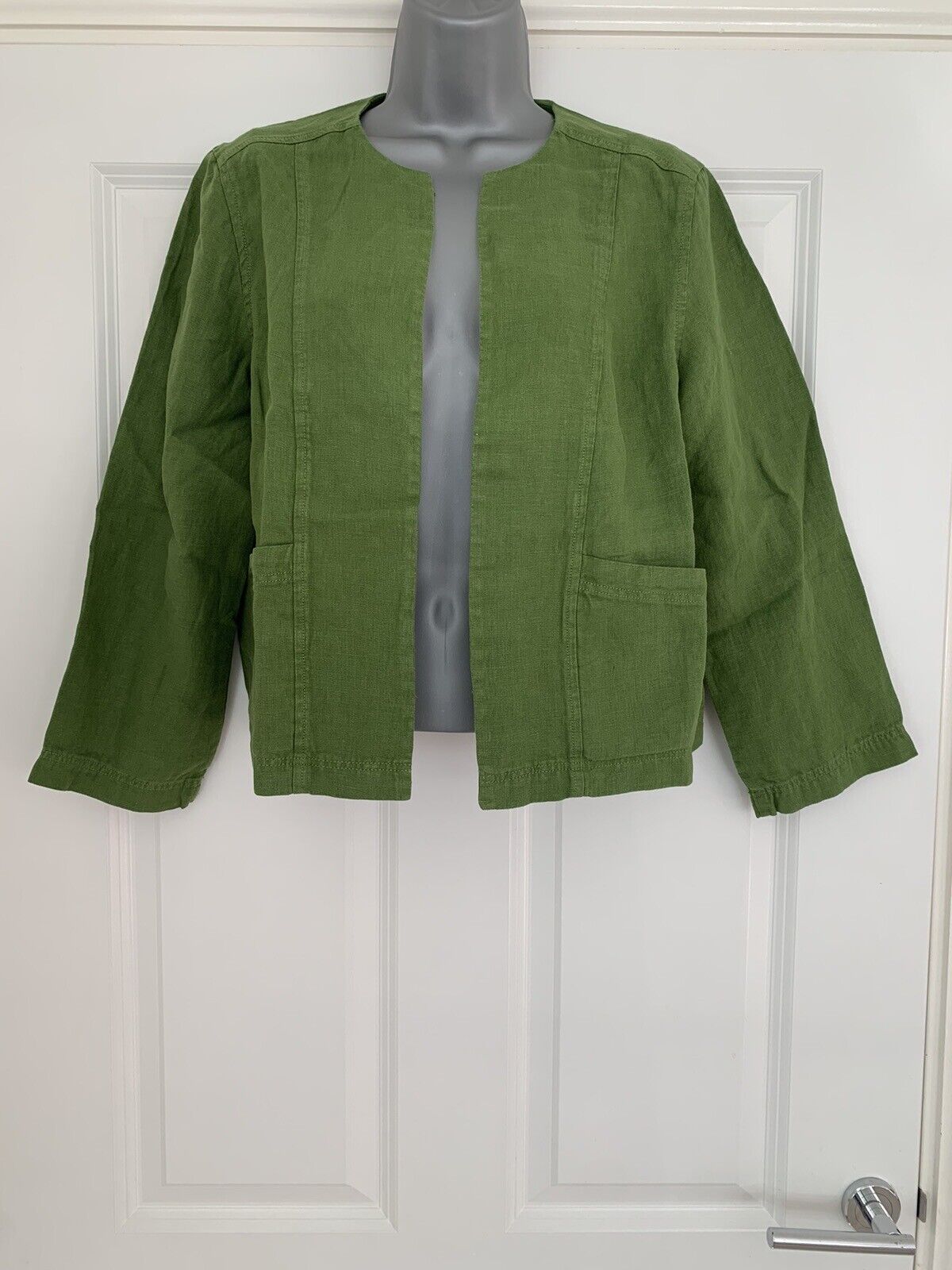 EX Seasalt Jacket Green Country House Linen Jacket Spring Grass 10-28 RRP £75