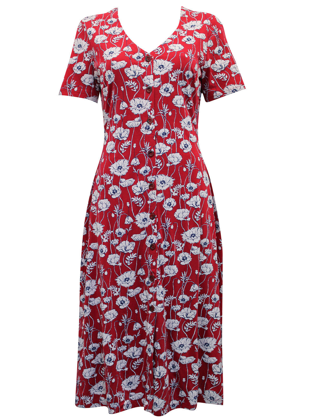 EX Seasalt Red Linear Poppy Rudder Lilian Tea Dress 8 10 12 14 16 18 20 RRP £60