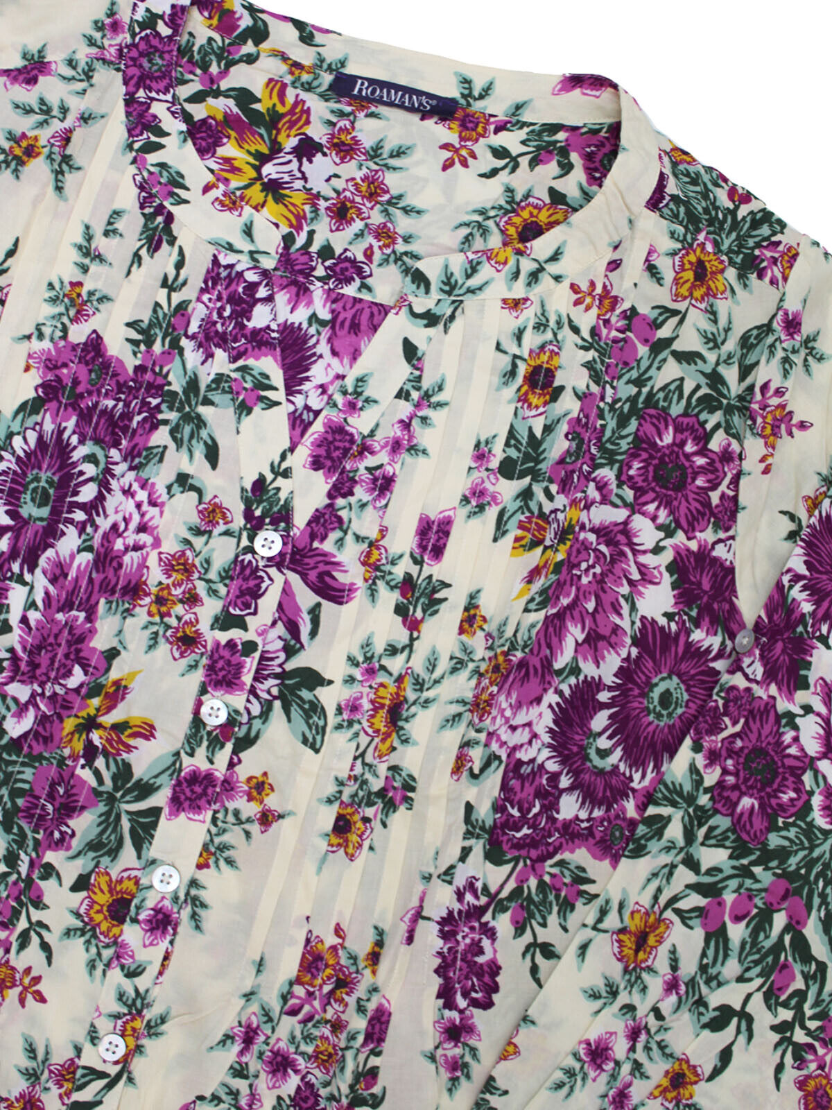 Roamans Cream English Floral Pintuck Tunic in UK Sizes 20-38
