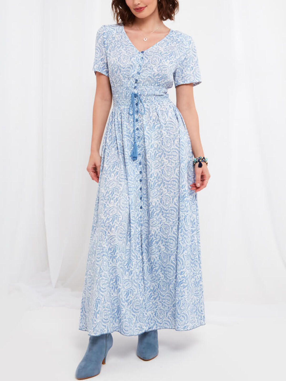 Joe Browns Sky Blue Sienna Swirl Boho Maxi Dress 10, 12, 14, 14P, 18 RRP £60