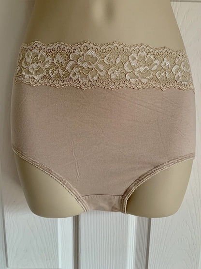 EX M*S Almond Lace High Waisted Full Briefs in Sizes 8, 10, 14, 16, 18, 26