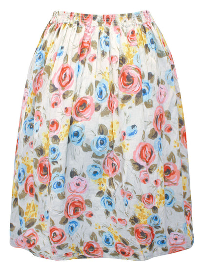 EX Cath Kidston Floral Multicolour Roses Button Front Summer Short A-Line Skirt