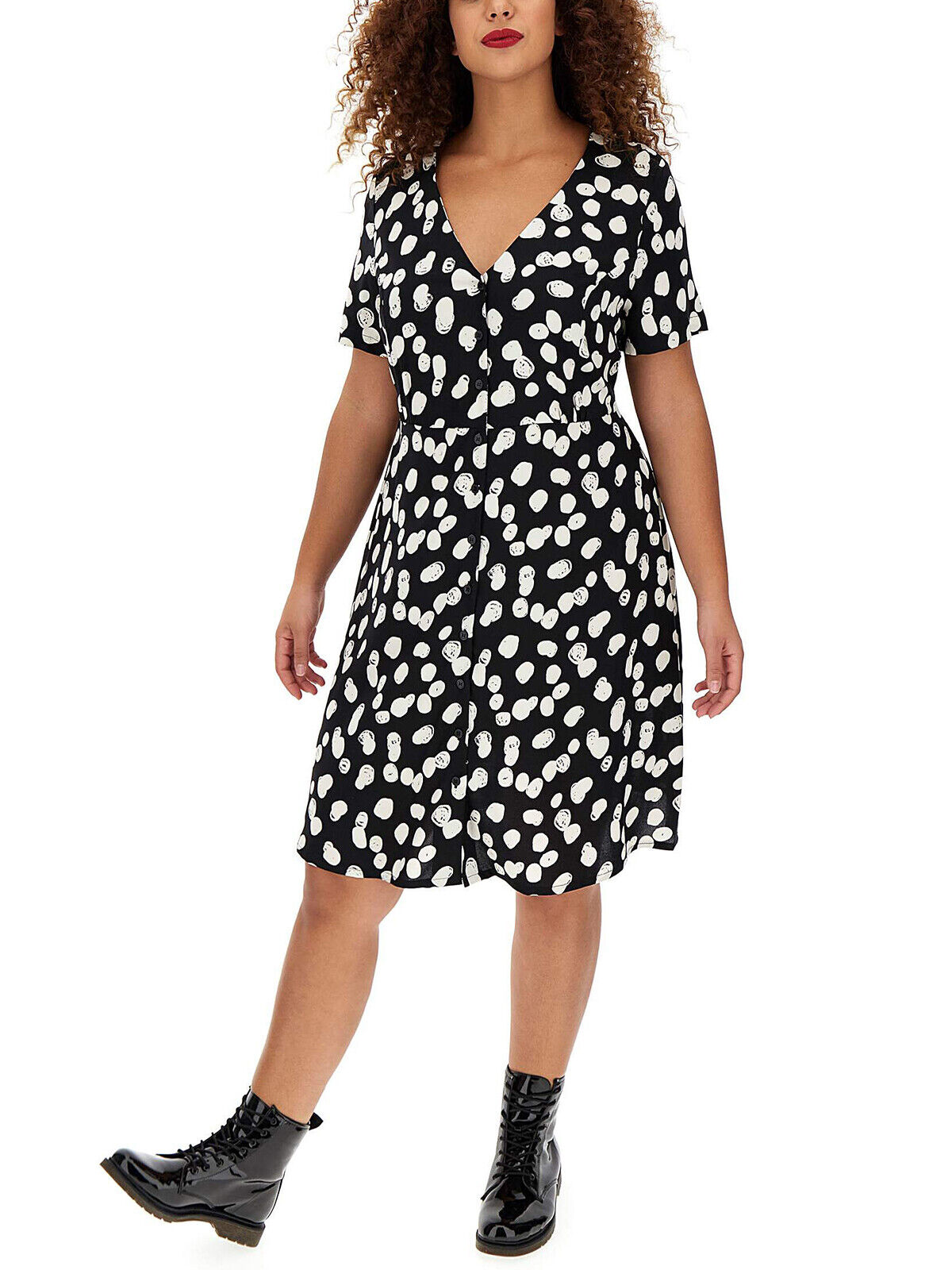 Simply Be Black Spot Print Tea Dress in Sizes 16 or 18