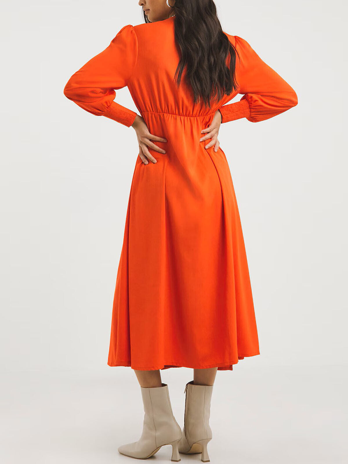 JD Williams Red Orange Asymmetric Wrap Button Tea Dress 12, 20, 24, 26, 30, 32