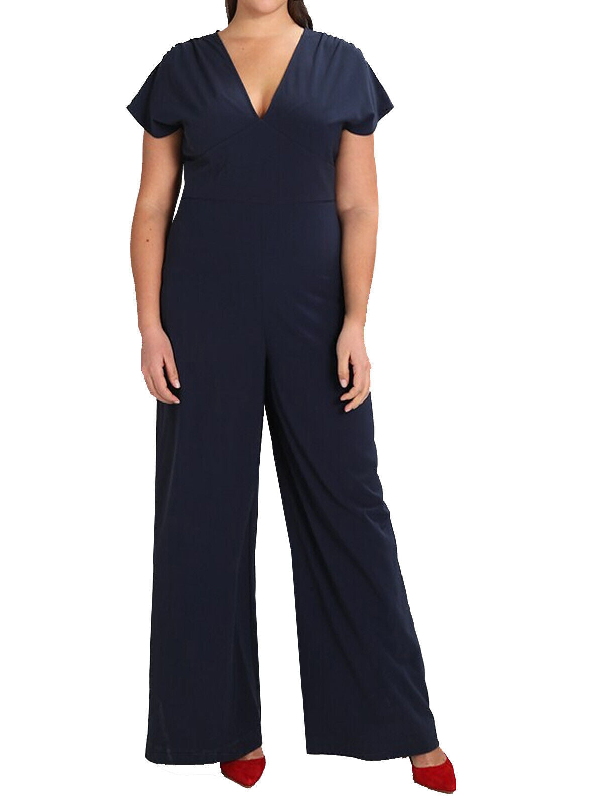 Second Script Curve Navy Empire Waist V-Neck Jumpsuit Sizes 18 or 20 TALL