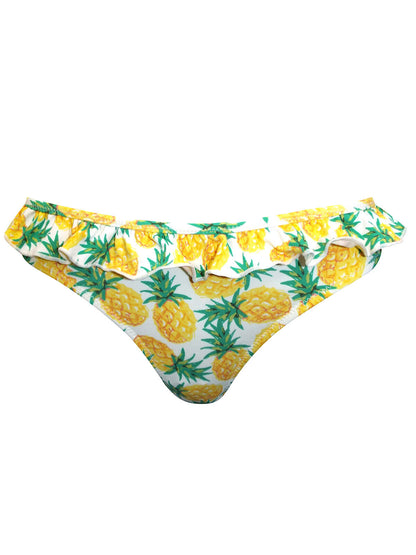 ACCESSORIZE Yellow Tropical Pineapple Print Frill Bikini Bottoms Sizes 14-18