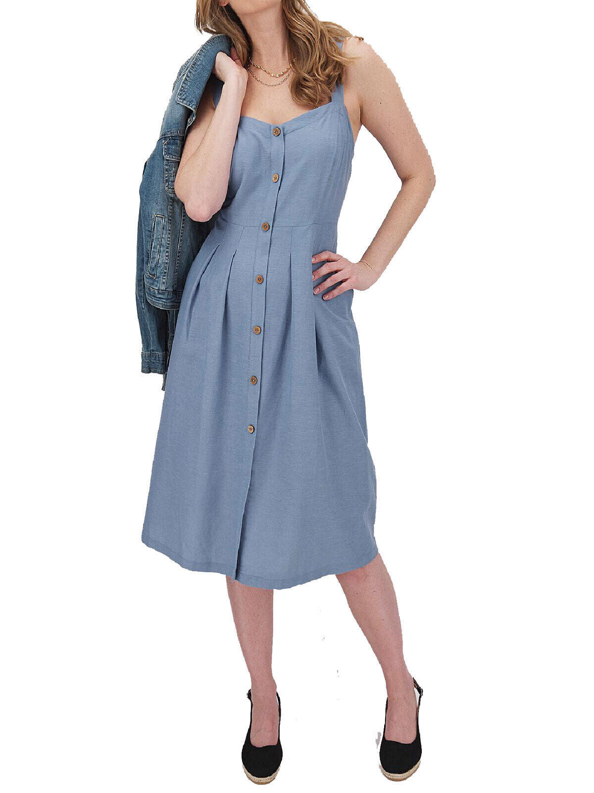 Joe Browns Blue Fabulous New Linen Mix Dress in Sizes 22 or 24