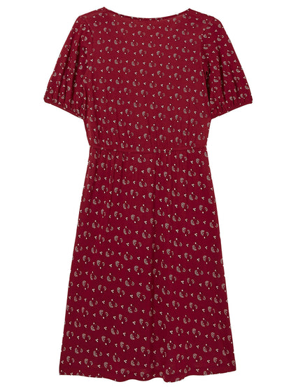 EX Fat Face Claret Iona Batik Posy Short Sleeve Wrap Dress 10, 12, 16 RRP £46