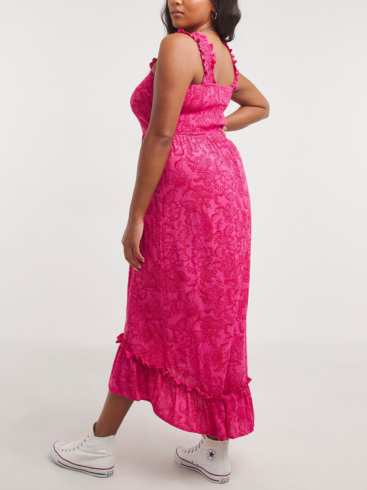 Simply Be Pink Floral Crinkle Maxi Dress Sizes 16 20 22 24 26 28 30 32 RRP £39