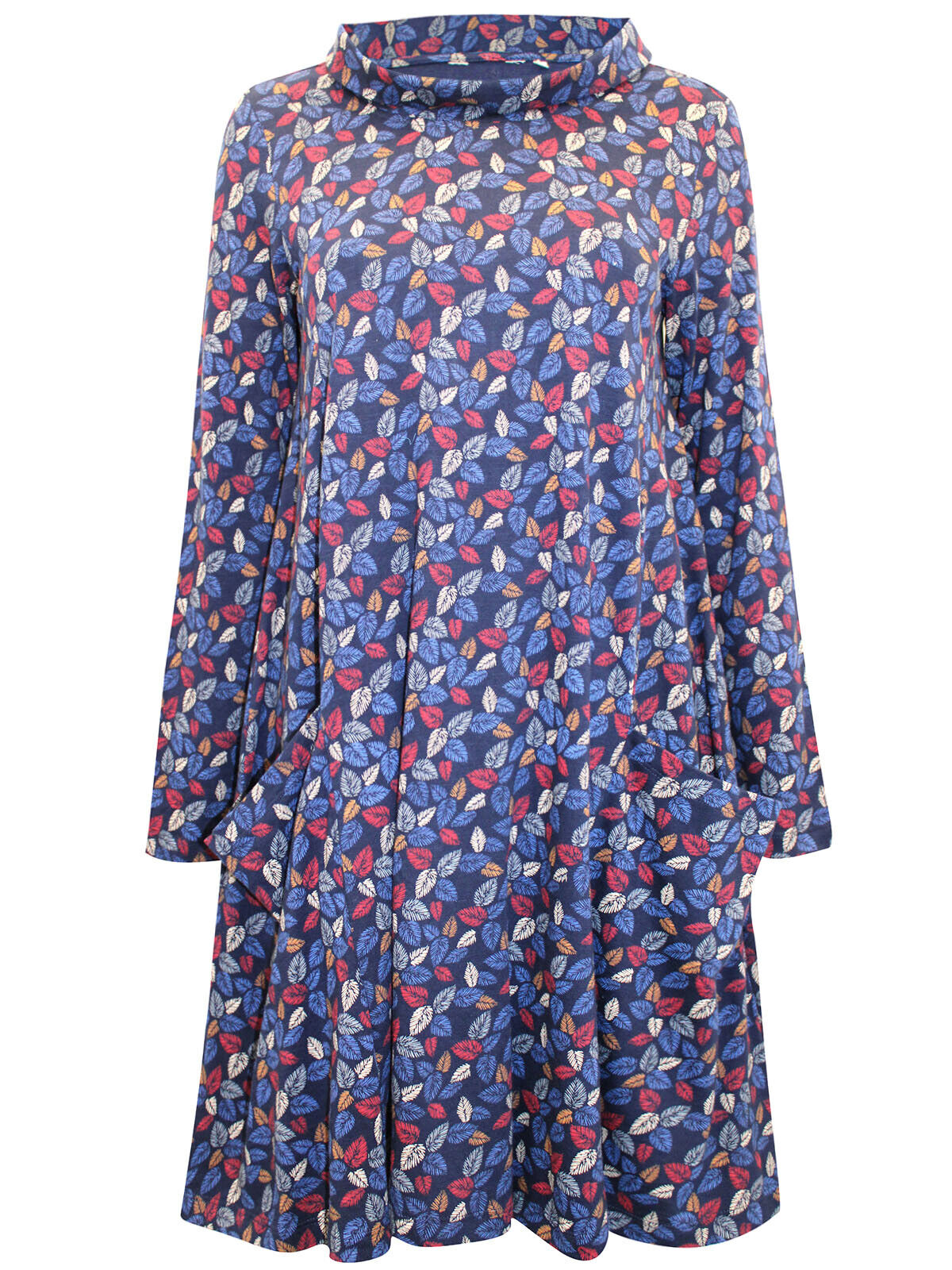 EX Seasalt Navy Leaf Print Sea Oak Swing Dress 10 12 14 16 18 22 24 26/28 RRP£60