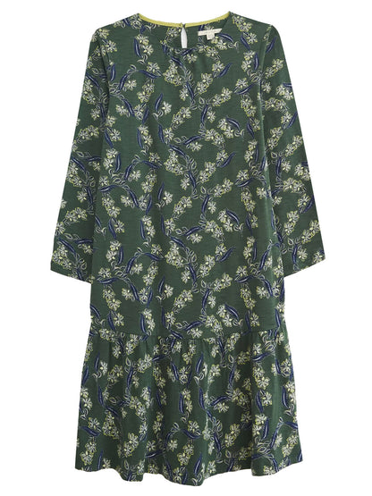 EX White Stuff Green Multi Perri Fairtrade Tiered Hem Dress 10 or 12 RRP £59
