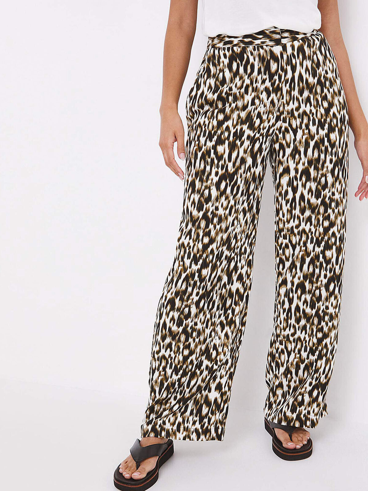 JD Williams Multi Animal Print Spun Wide Leg Trousers 20 24 26 28 30 32 RRP £26