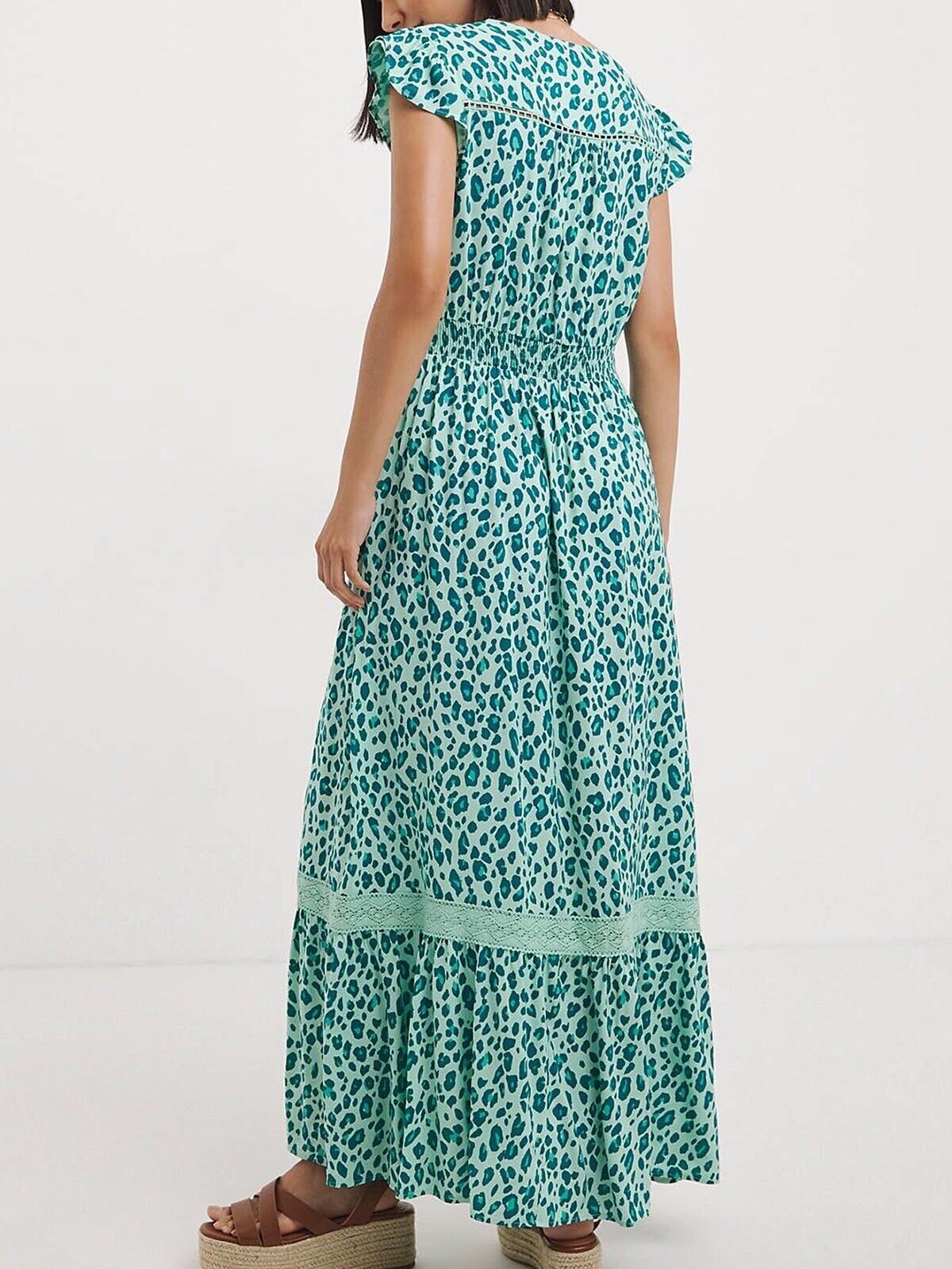 EX Joe Brown Green Leopard Print Lace Maxi Dress 14 16 18 20 22 24 26 28 30 32