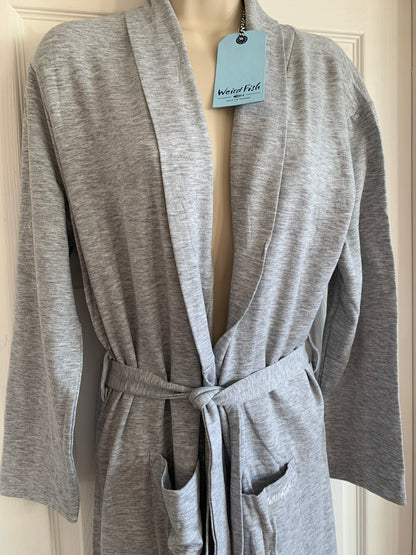 EX Weird Fish Clare Belted Dressing Gown Pearl Grey Pockets in Sizes 8 - 18