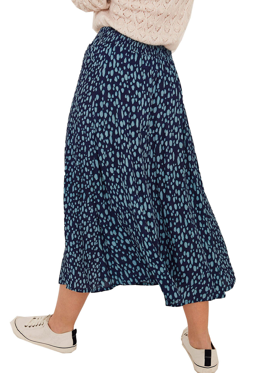 EX Fat Face Blue Printed Jersey Maxi Skirt in Size 16
