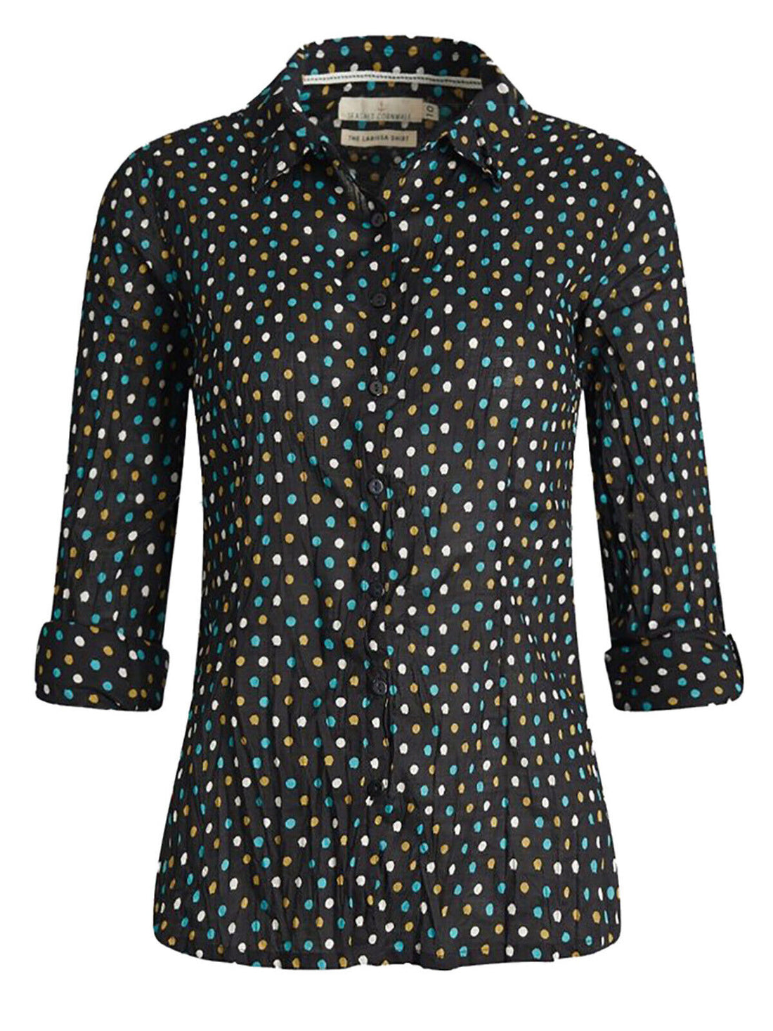 EX SEASALT Black Polka Dot Onyx Larissa Shirt in Size 8 RRP £42.95