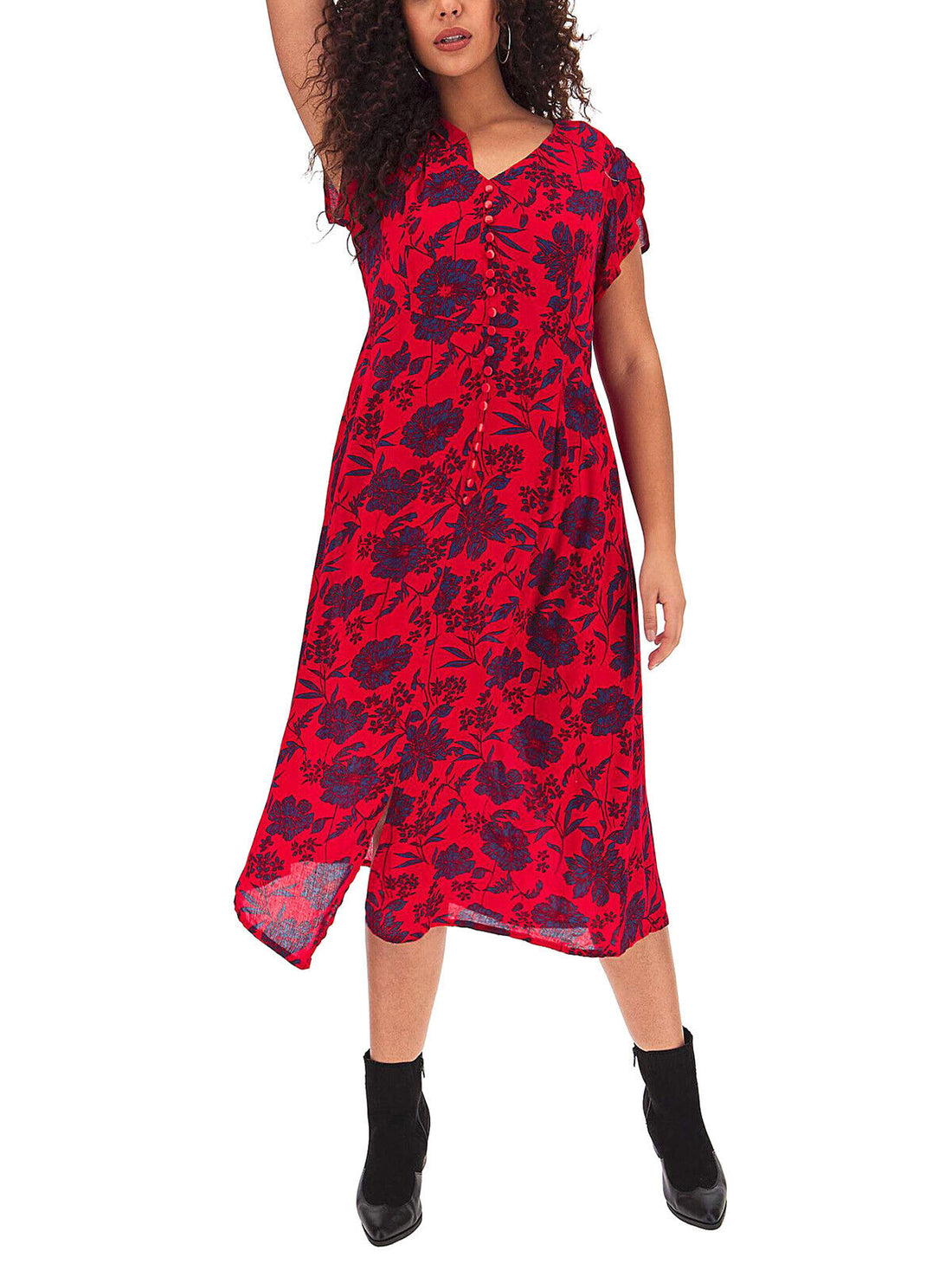 Joe Browns Red Multi Print All New Summer Sizzling Dress in Size 32