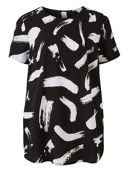 Capsule Black/White Printed Drop Sleeve Shell Top in Size 24